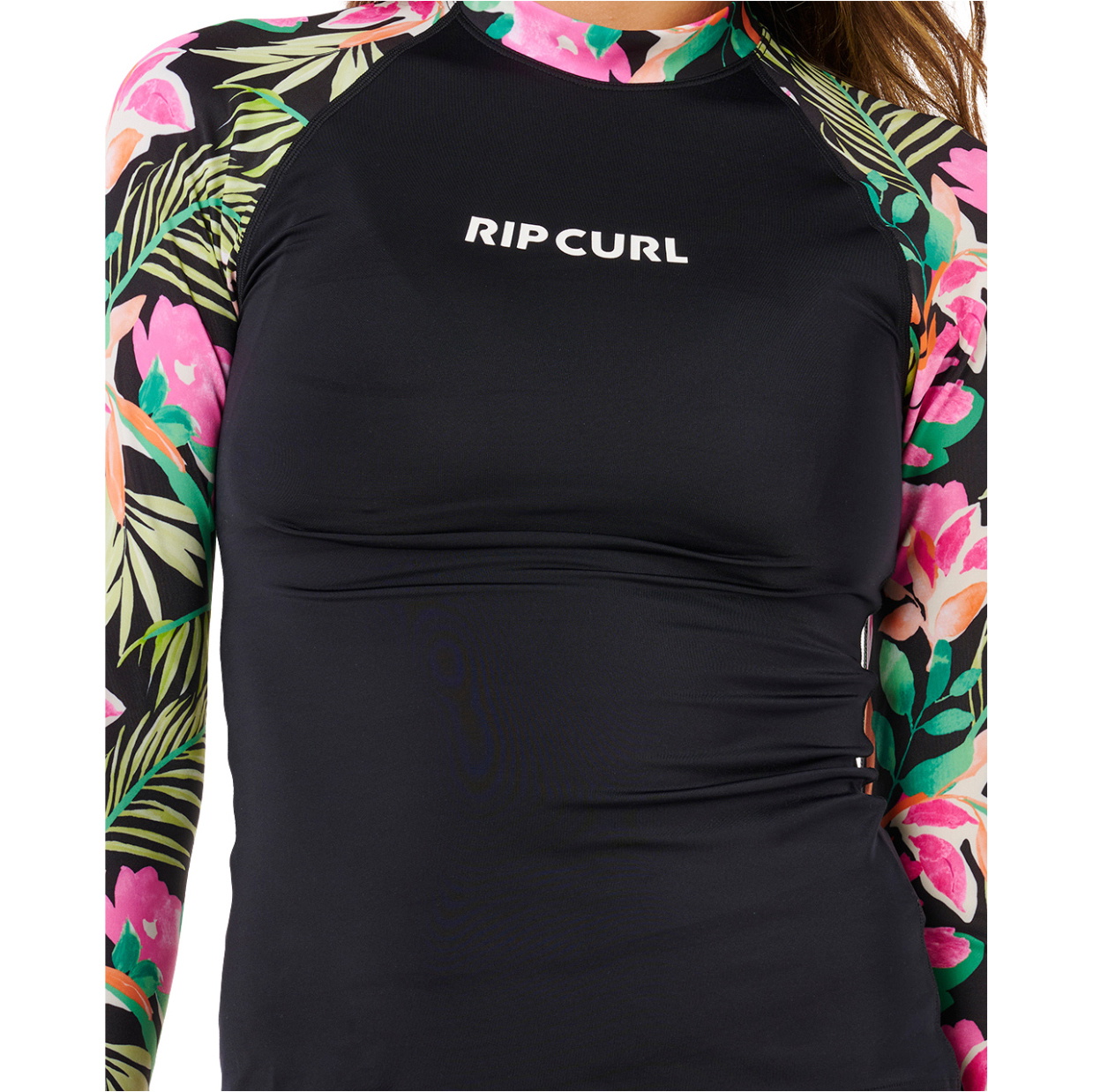 2026 Rip Curl Da Donna Molokai Canotta In Lycra Con Inserti Floreali A Maniche Lunghe 19RWRV - Black